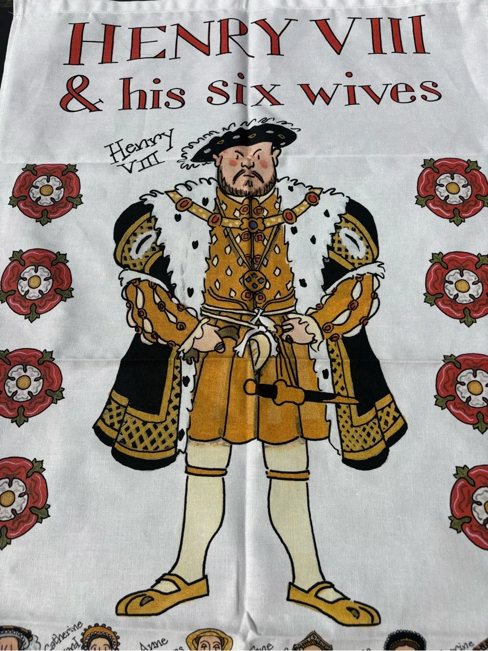Like New King Henry VIII and His Sic Wives Tea Towel Made in the UK